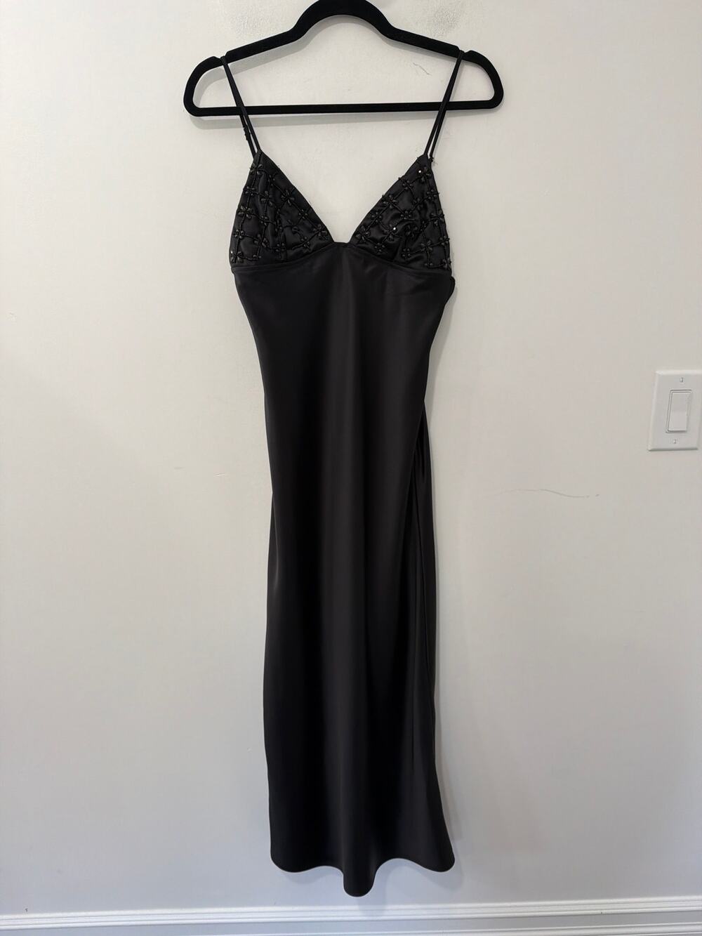 NWT Zara Beaded Spaghetti Strap Slip Dress Size XS